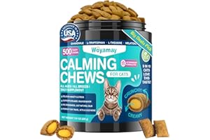 Woyamay Cat Calming Treats, 500 Crunchy & Creamy Calming Chews for Cats, Natural Calming Cat Treats to Manage Stress & Anxiety, Tasty Calm Chews Supplement, Chicken Flavor