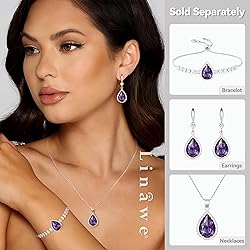Linawe Amethyst Crystal Silver Chain Necklace for