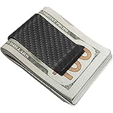 Xuduvay Money Clip for Men Wallet Slim Carbon Fiber Wallet Clip Stainless Steel Credit Business Card Minimalist Card Holder-Matte Black