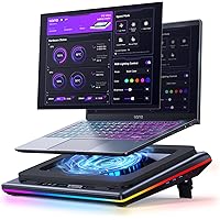 llano V12 Ultra Laptop Cooling Pad with Smart Software Control, RGB Gaming Laptop Fan Cooler Stand, 5.5" Turbo Fan, Adjustabl