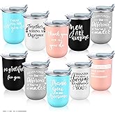 Maxdot 10 Pcs Thank You Gift Mugs 10 oz Team Employee Appreciation Gifts Bulk Stainless Steel Travel Coffee Mugs Inspirational Motivational Cups for Valentine's Day Staff Coworker(Thankful)