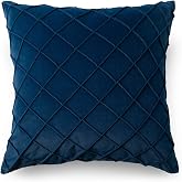 PLWORLD Blue 18x18 Throw Pillow Cover Pleated Velvet Square 1PC No Insert