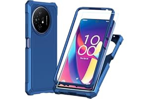 SOHAPEA for TCL 50 XL/60 XE 5G Case with Glass Screen Protector,TCL 50XL Phone Case Dual Layer Design Shock-Absorbent Full Body Protective Slim Soft Silicone Shockproof Bumper Phone Case for TCL 60XE Blue