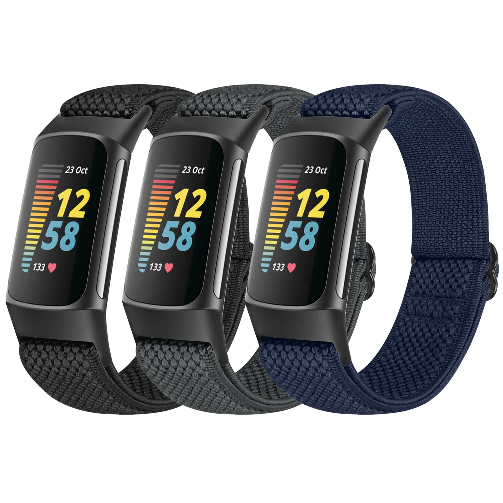 TumpCez Elastic Nylon Strap Only Compatible with Fitbit Charge 5 Strap, Soft Stretchy Adjustable Breathable Comfortable Fabric Band Sport Replacement Straps for Women Men