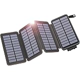 IXNINE Solar Charger Power Bank 25000mAh Portable Phone Charger with 4 Solar Panels & Dual Outputs for iPhone, Cell Phone, Ta