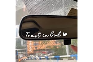 HUBBGDESIGN Christian Decal, Rear View Mirror Decal, Faith Car Mirror Sticker, Bible Verse Christian Gift, Decals For Women, Christian Car Decal, Religious Car Accessories, 2 Pack (Trust in God, White)
