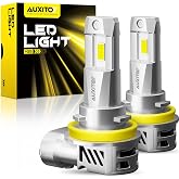 AUXITO H11 H8 H9 Bulbs, 40000LM 1000% Brighter 6500K Cool White Light | with Fan 1:1 Mini Halogen Size Fog Light, 30 Years Lifespan, CANbus Ready No Flicker, Pack of 2