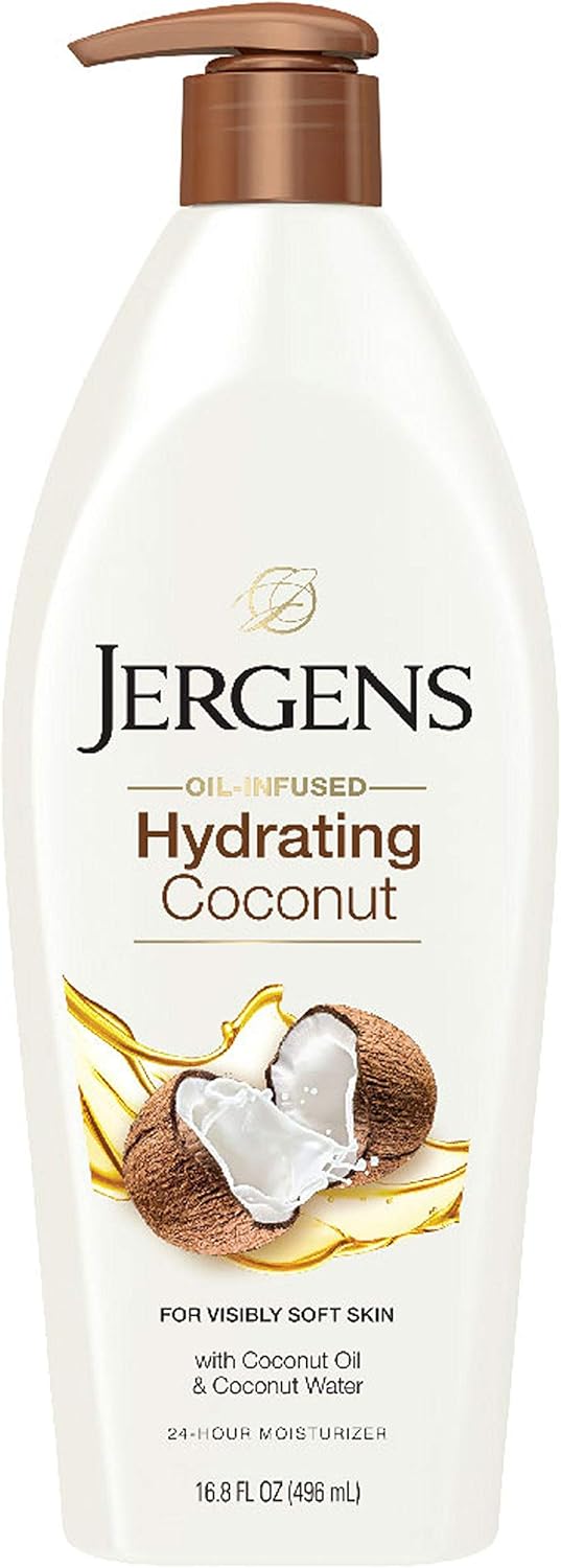 Jergens Hydrating Dry-skin Lotion, Coconut, 16.8 oz, White, 496 ml (Pack of 1)