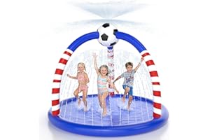 Glowpoint Sprinkler Splash Pad for Kids, 75" Extra Large Inflatable Water Play Mat with Dual Spray Zones, Overhead Fan Spraye