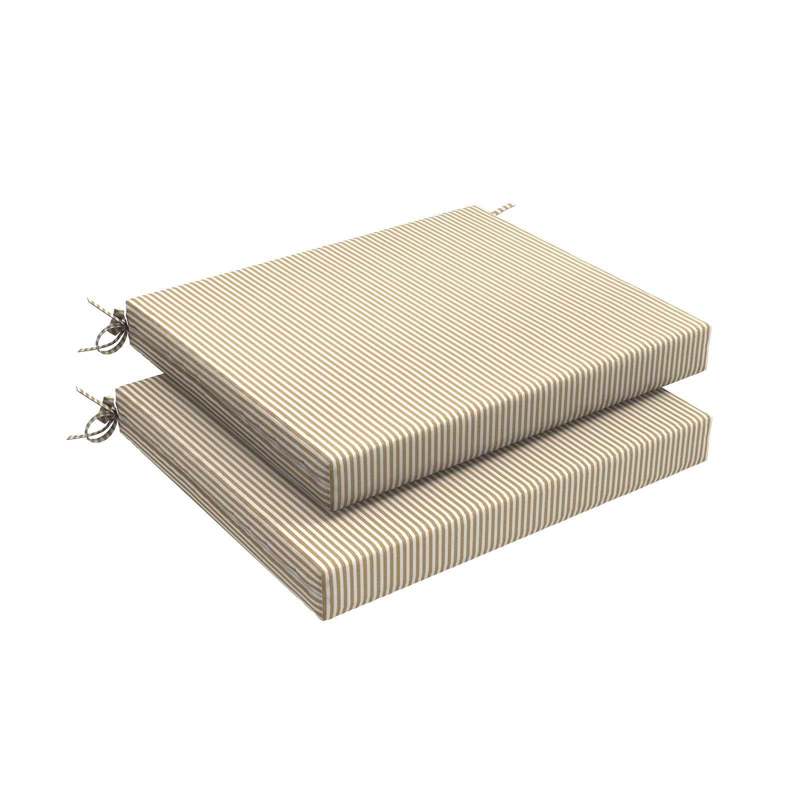 Photo 1 of LVTXIII Outdoor Seat Cushions Seasonal Replacement Chair Cushions, Patio Chair Pads with Ties for Dining Chairs and Garden Furniture, (Square Back, 18.5"x16"x2", 2 Pack, Strip Beige)