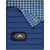 AGEMORE Cotton Flannel Double Sleeping Bag for Camping, Backpacking Or Hiking. Queen Size 2 Person Waterproof Sleeping Bag for Adults Or Teens. Lightweight with Compression Sack