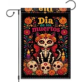 Nuxovilar Day of Dead Halloween Garden Flag 12X18 IN Double Sided | Sugar Skull Cat, Marigold Flower Garden Flags for Day of Dead Farmhouse Fall Yard Outside Decoration