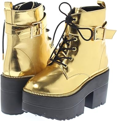 gold platform boots
