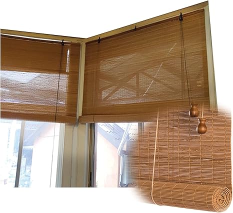 Amazon Liangjun 竹ロールスクリーン竹はウィンドウシェードを竹すだれ竹製カーテン ビンテージ セミシェーディング シャッター プライバシー保護 サンシェード 中国語 和風 装飾 にとって 飲食店 廊下 バルコニー カスタムサイズ Color B Size 91x162cm 36