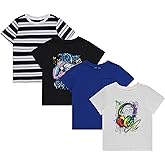 STITCH & STONE Boys 4 Pack Graphic Tees Comfortable Stylish T-Shirts for Ages Size 4-14