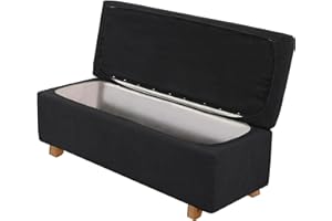 GAMUKAI 2 Piece Style Stretch Rectangle Ottoman Cover Folding Storage Stool Furniture Protector Seperated Ottoman Slipcovers with Elastic Bottom (Black, X-Large)