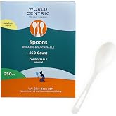 World Centric Compostable TPLA Spoon, 6" (Pack of 250) | Made from Plants and Minerals, Sustainable, Strong, Heat Resistant Utensils, No Added PFAS