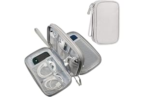 DDgro Travel Organizer Electronics Accessories Carrying Bag Tech Case Pouch for Keeping Cellphone SD Cards Cords Charger Power Bank Cables Mouse Earphone Pens (Medium, Light Grey)
