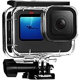 TELESIN Waterproof Case for GoPro Hero 13 Hero 12 Hero 11 Hero 10 Hero 9 Underwater Housing Shell Cage Supports 45M/148FT Dee