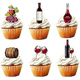 18pcs Red Wine Cupcake Toppers for Men Women Cheers Champagne Beer Dating Cake Decorations Wine Party Decorations Supplies for 40th 50th 60th Happy Birthday