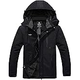 wantdo Men's Mountain Waterproof Ski Jacket Windproof Rain Jacket Winter Warm Hooded Coat