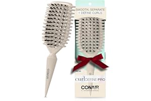 Conair Curl Define Pro Detangler Brush for Curly Hair, Dual-Vent Design with Continuous Grooves, Mixed Bristles for Frizz-Free Detangling, Smoothing, and Curl Definition