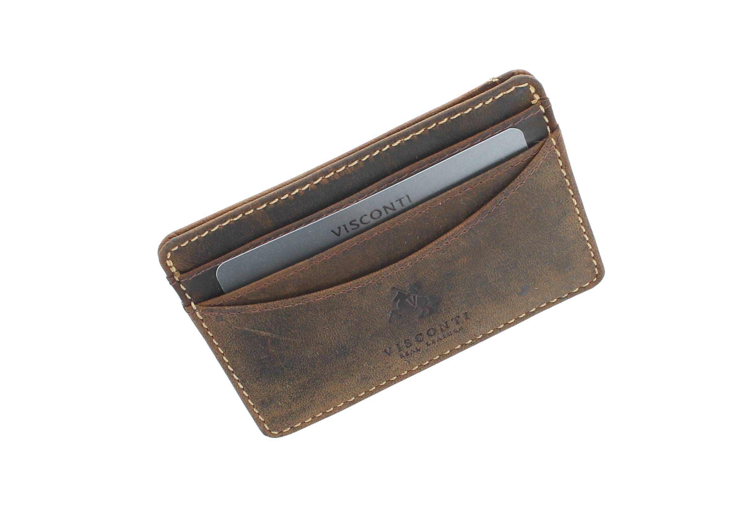 VISCONTI Slim Collection Razor Leather Credit Card Holder VSL25 Oil Tan