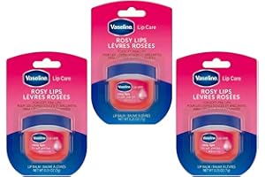 Vaseline Lip Care Rosy Lips Bundle 3 Jars, 7 g Each, Lip Balm Pot, For Soft Pink Lips, Light Rose Fragrance