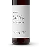 I can't drink this but you can ● SET of 5 ● GENDER NEUTRAL Pregnancy Announcement Wine Labels, Baby Reveal Wine Label, Announcement to Parents Friends Family Sticker, Alternative to card (Minimalist)