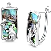 PROESS Abalone Shell Holy Mountain/Mustard Seed/Animal Earrings 925 Sterling Silver Mountain Jewelry Animal Lovers Gifts for Women