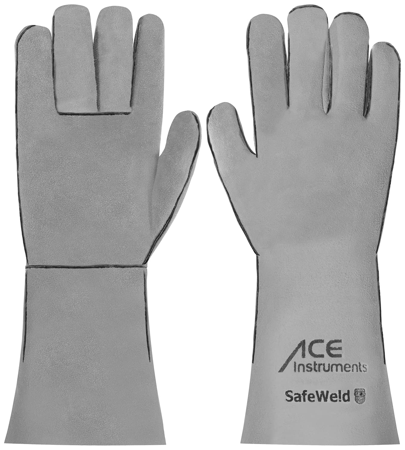 ACE Welding Gloves, Lined Leather Heat Resistant Gauntlets EN 388 & EN 12477 Size 10 L