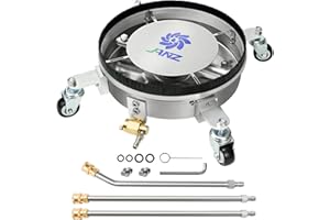 JANZ 14" Dual-use Pressure Washer Attachment, Pressure Washer Surface Cleaner, & Undercarriage Cleaner with 4 Wheels, 3 Extension Wands, 2 Replaceable Nozzles, 4000 PSI