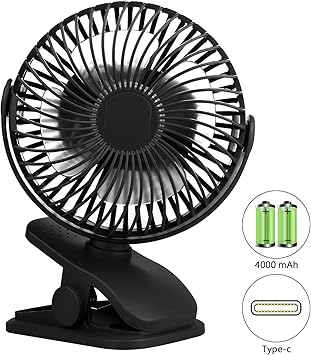 Amazon Tutukoクリップ式ベビーカー扇風機 4000mah充電式バッテリー駆動のミニデスクファン 4速の超静音ポータブルファン 360 曲げusb駆動の個人クリップ式ファン ベビーカー オフィス 家庭 アウトドア用 ブラック Tutuko リビング扇風機