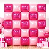 Hot Pink and Rose Double Sided Square Foil Balloons Wall,19 Inches Pink Metallic Foil Balloons Tunnel Arch Kit for Girls Bachelorette,Wedding,Anniversary,Valentine's Day Party Background Decoration