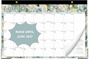Lbylyhxc 2026 Desk Calendar, 18-Month Calendar Runs from Jan. 2026 to Jun. 2027, Large 17" x 12" Desktop/Wall Monthly Calendar for Home, School or Office (Vintage Flowers Desk Calendar)