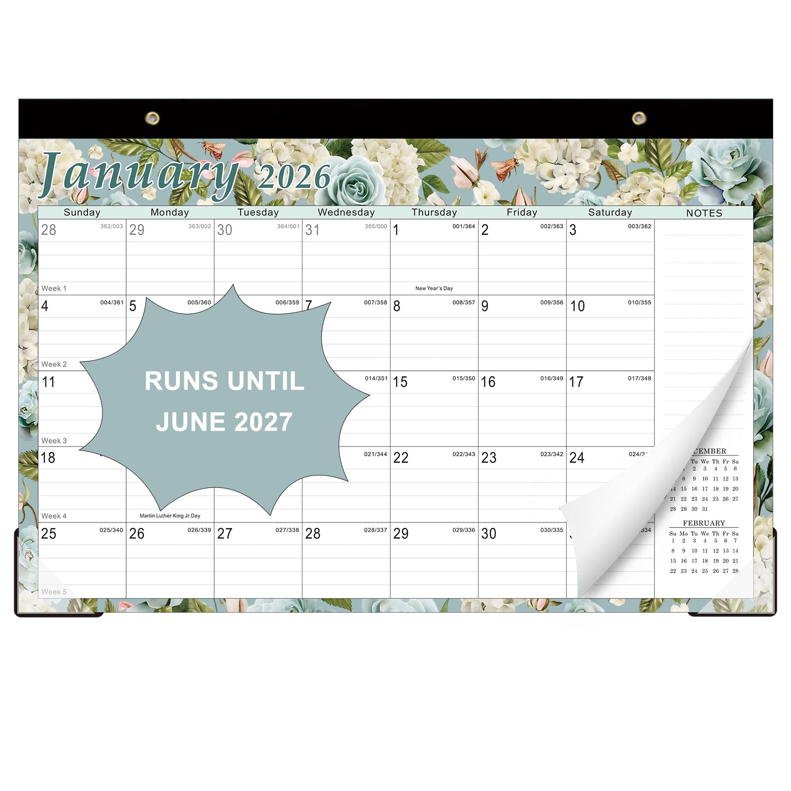 Photo 1 of ++3 pack++Lbylyhxc 2026 Desk Calendar, 18-Month Calendar Runs from Jan. 2026 to Jun. 2027, Large 17" x 12" Desktop/Wall Monthly Calendar for Home, School or Office (Vintage Flowers Desk Calendar)
