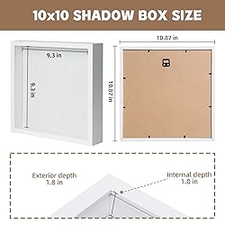 Muzilife 10x10 Shadow Box Picture Frame with Linen