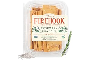 Firehook Rosemary Sea Salt Crackers – Artisan Baked, Craveably Crunchy, Infused with Bold Rosemary & Sea Salt – Organic, Non-GMO, Kosher – 5.5 oz Box