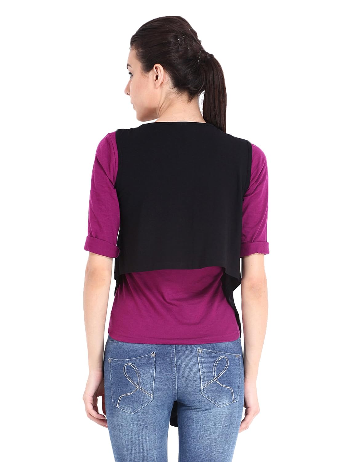 espresso women's sleeveless waterfall shrug with front tie option