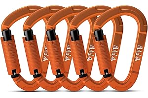 FVW Auto Locking Rock Climbing Carabiner Clips,Professional 25KN (5620 lbs) Heavy Duty Caribeaners for Rappelling Swing Rescue & Gym etc, Large D-Shaped Carabiners