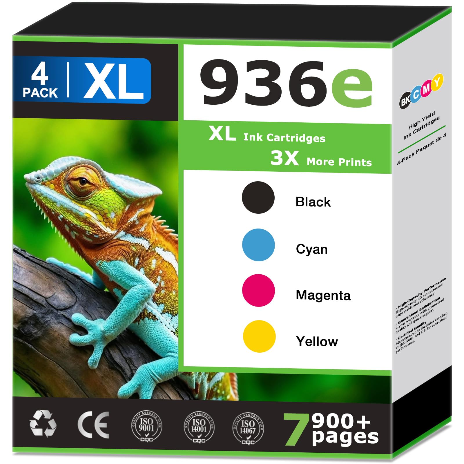 Photo 1 of 936XL 936e Ink Cartridges Compatible for HP 936 Ink Cartridges Combo Pack Work with HP Printer Officejet Pro 9110b 9120 9122e 9125e 9128e 9130b 9135e 9730e Printer Black Cyan Magenta Yellow (4 Pack)