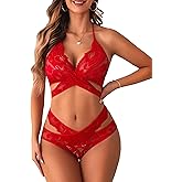 Donnalla Women Sexy Lingerie Set Two Piece Lace Bra and Panty Set Bralette Sleepwear