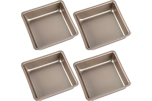 OSOLADY 4pcs 4-Inch Carbon Steel Nonstick Square Cake Pans, Oven Safe Mini Brownie Baking Tins for Kitchen