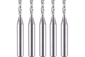 SpeTool 5PCS Down Cut Spiral Router Bit Set 1/4" Shank with 1/8" Cutting Diameter, Carbide CNC Bits for Wood Cutter Milling