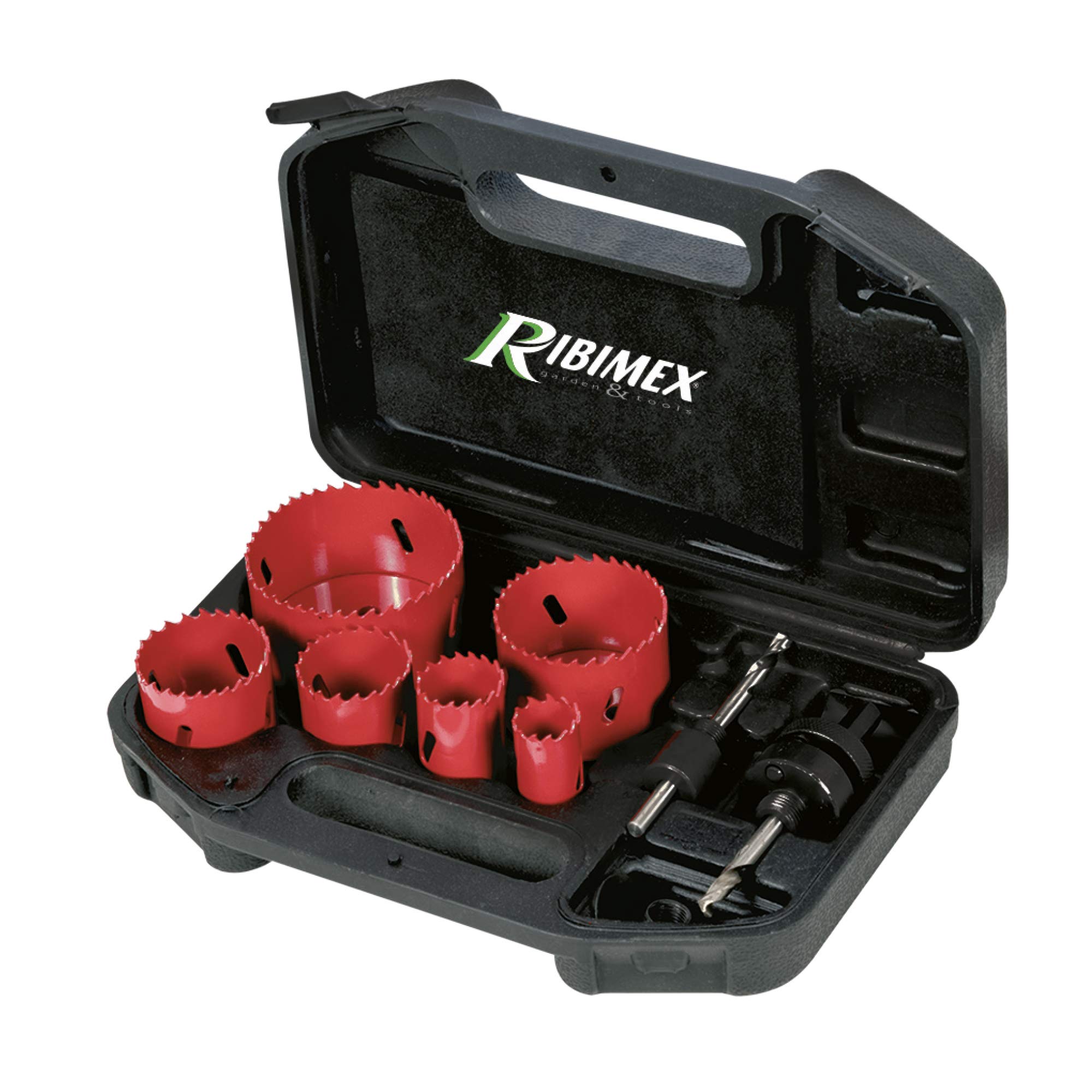 Ribimex PRSCDX9MM/V Case 6 Hole Saw Steel M3 for Multisaterials, Red and Black