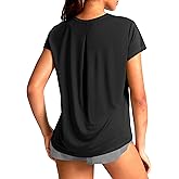 SANTINY Short Sleeve Workout Tops for Women Loose Yoga T-Shirts Sun Protection Breathable Running Athletic Tee Shirts