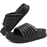 KuaiLu Womens Sandals with Arch Support Orthopedic Comfortable Lightweight Cushion Recovery Slides Summer Fashion Leather Casual Womans Plantar Fasciitis Sandals for Indoor&Outdoor (US Size 6-12)