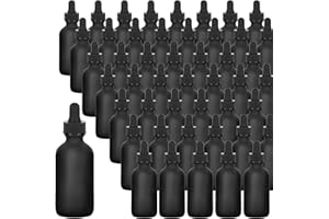 Easeen 48 Pack 2oz Frosted Black Glass Dropper Bottles, Eye Dropper Bottles with Glass Droppers for Essential Oils, Perfumes(2oz, Frosted Black)