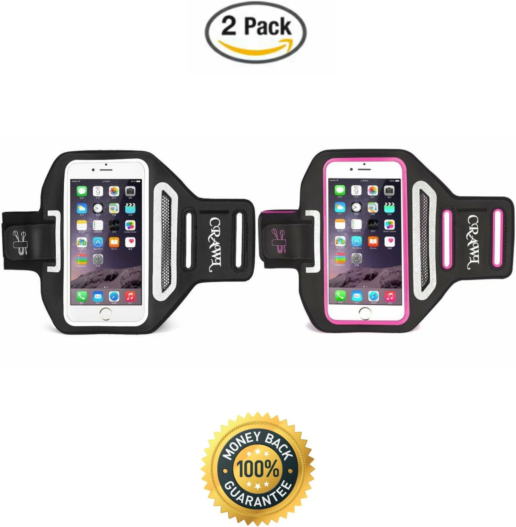IPhone 6 Plus Armband,Crawl Exclusive Armband for iPhone 6 Plus / 6S Plus with Key Holder,Cable Locker,Cards Holder, Gym - Running - jogging - Workout - Fitness Armband