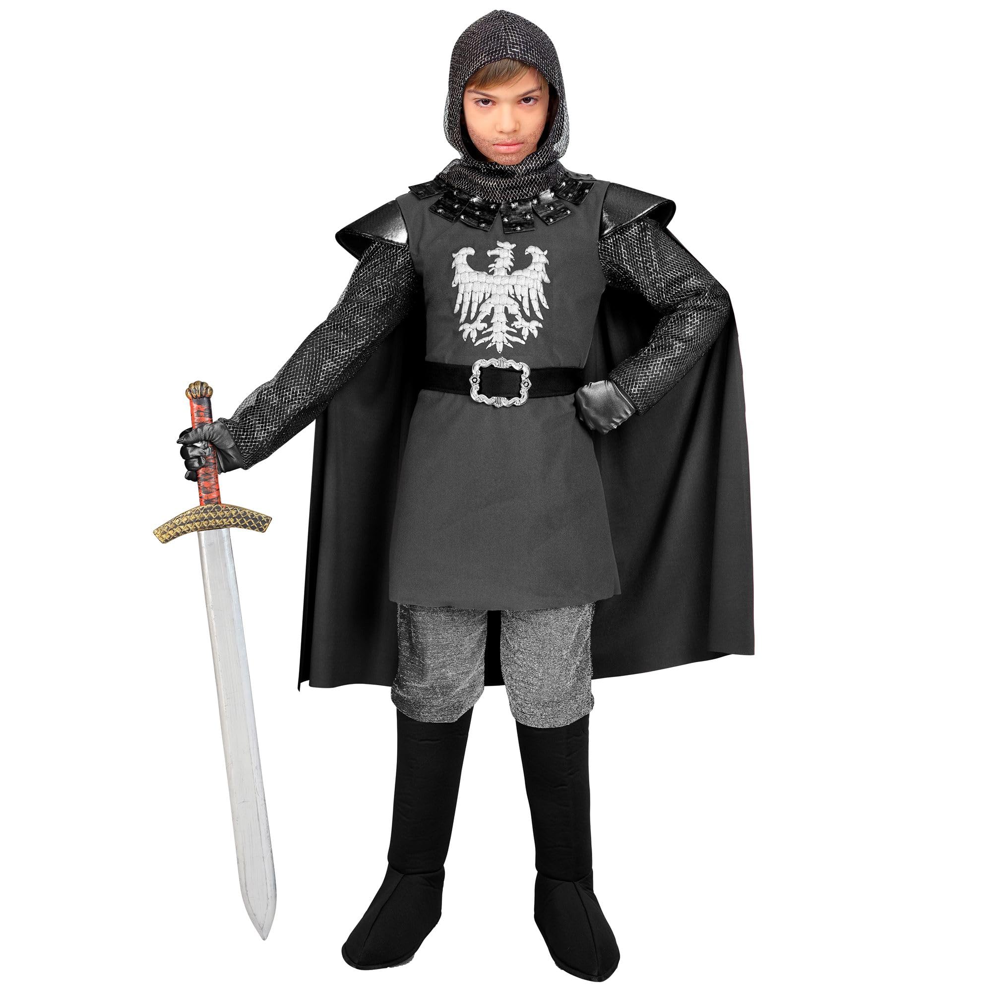 W WIDMANN MILANO Party Fashion - Knight Costume for Boys, Middle Ages, Warriors, Religious Parties, Carnival, Theme Parties, Size 140 cm / 8-10 Years, Grey